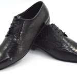 Ανδρικό παπούτσι χορού τάνγκο Plain Toe από μαύρο κροκό δέρμα