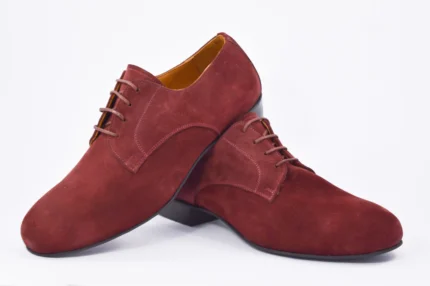 Ανδρικό παπούτσι χορού αργεντίνικου τάνγκο από μπορντό σουέτ δέρμα