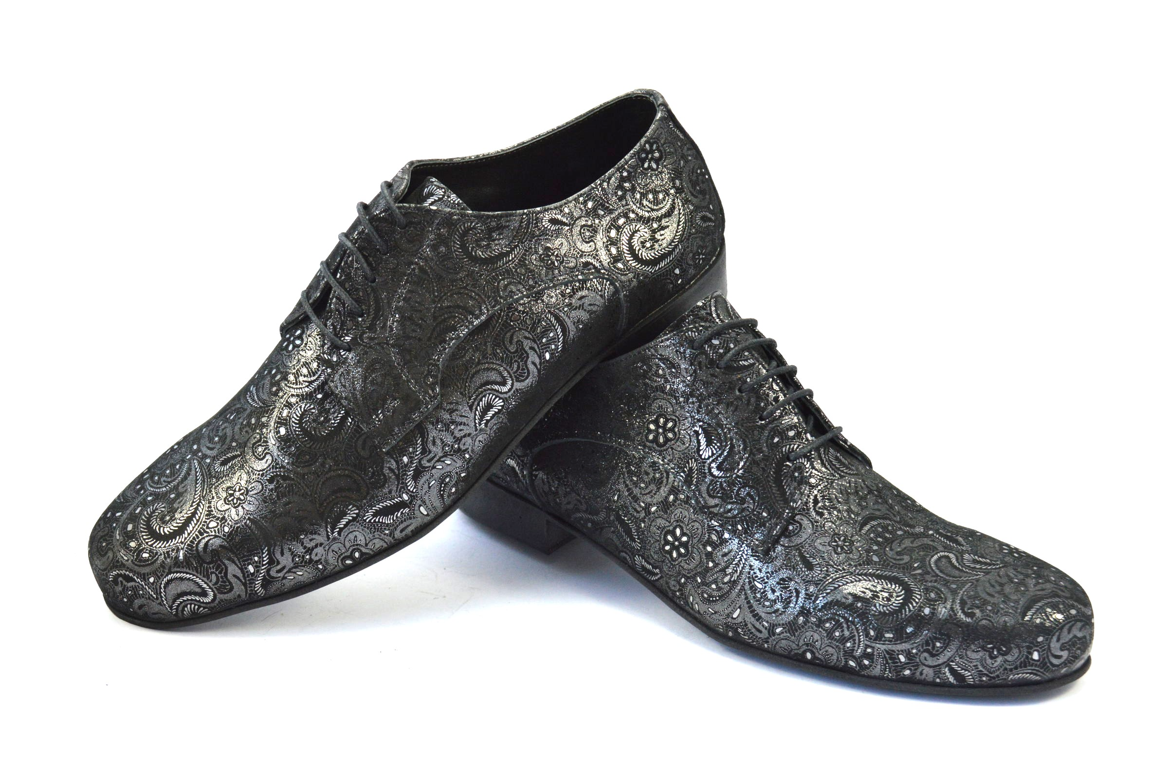 249_feb 23_2 (1) Mens argentine tango dance shoes by black-silver paisley leather - Image 1